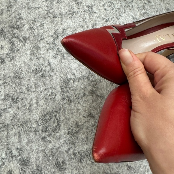 Aperlai Red Suede High Heel Shoes with Cutout Detail Size 40 - Picture 3 of 12
